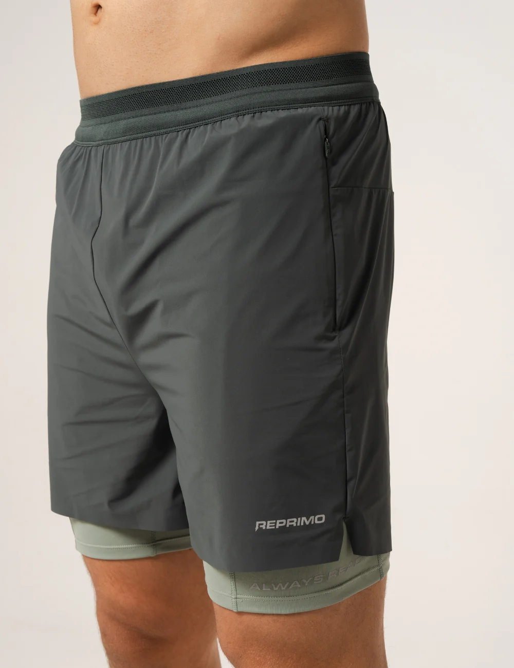 AR PERFORMANCE DUAL SHORTS - DARK MOSS / ICEBERG - Image 3
