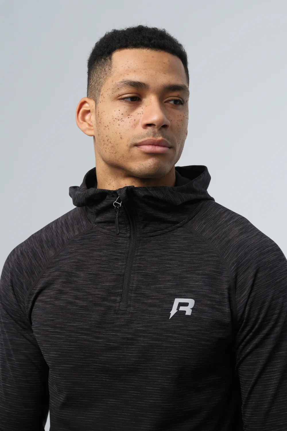 AXIS HALF ZIP HOODIE - BLACK - Image 3