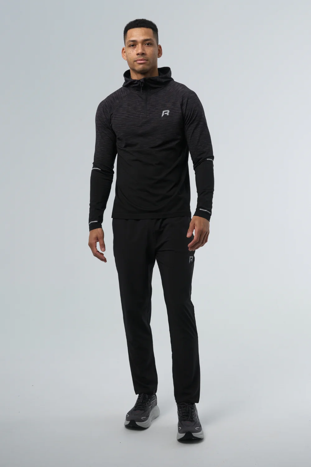 AXIS HALF ZIP HOODIE - BLACK - Image 4