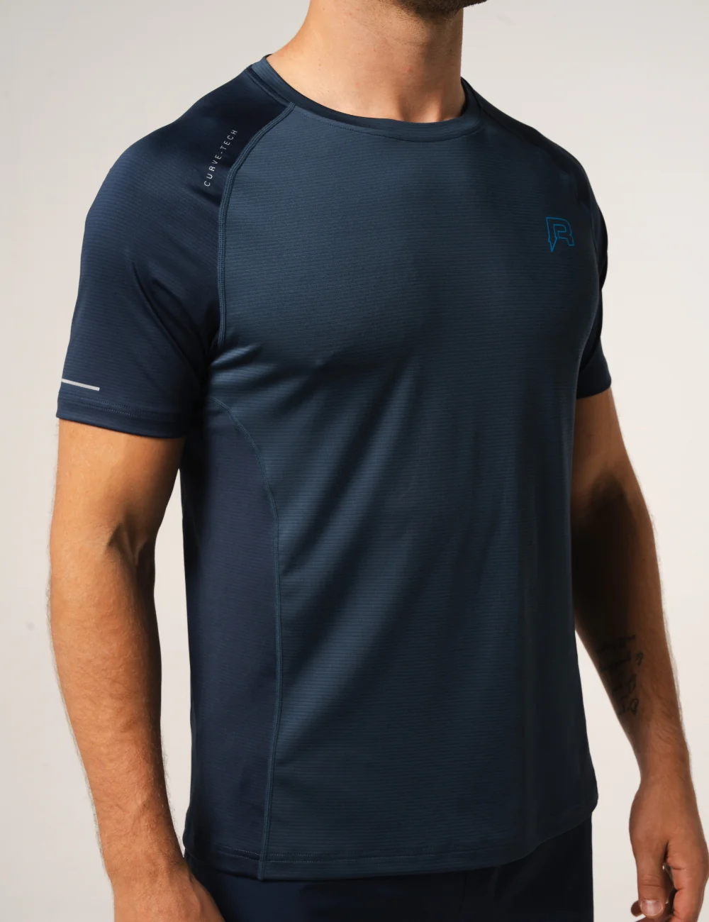 CURVE T-SHIRT - NAVY / NEON BLUE - Image 3
