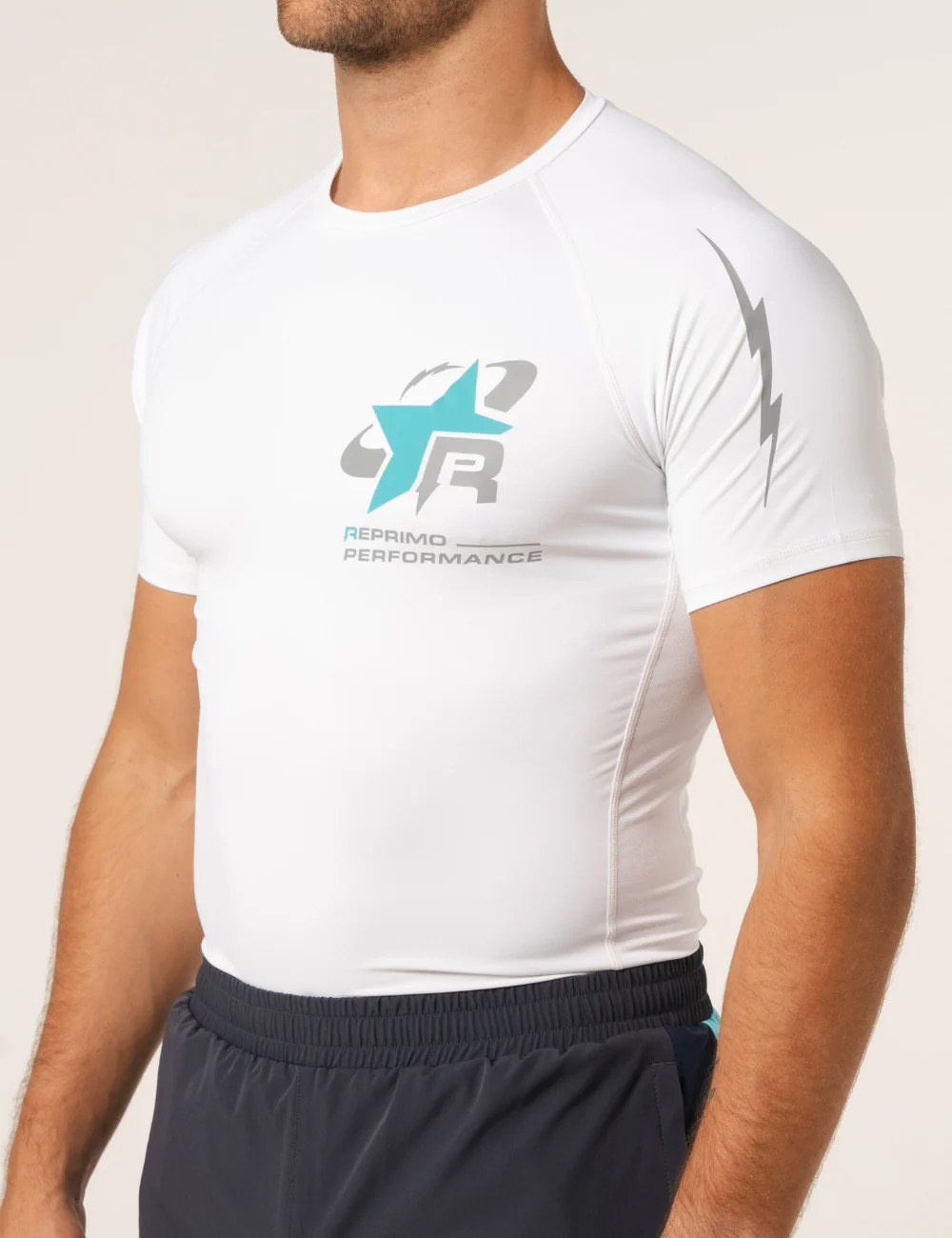 RP BASE LAYER T-SHIRT - WHITE / CYAN - Image 3